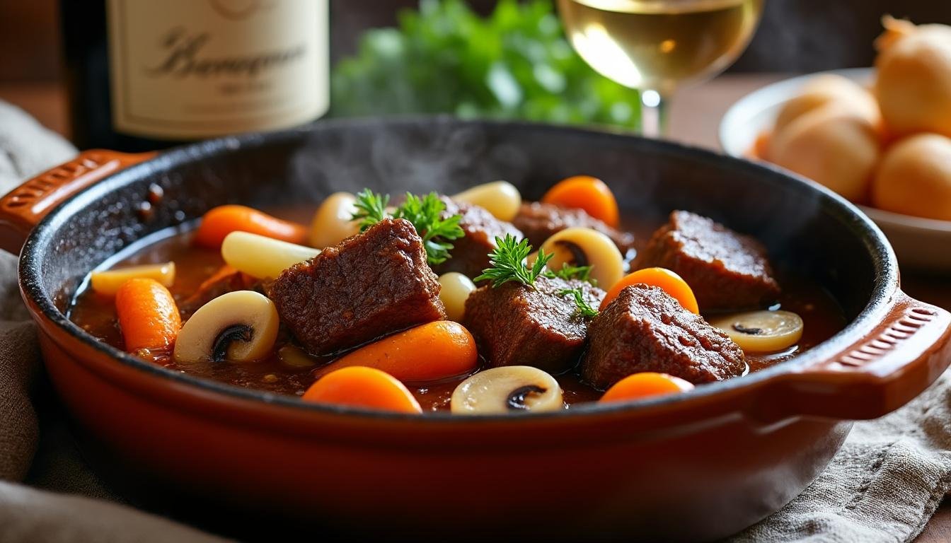 découvrez la recette authentique du boeuf bourguignon de grand-mère, pour un plat traditionnel savoureux et réussi à chaque fois.