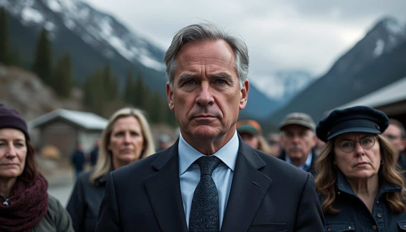 le premier ministre canadien mark carney se rend à tumbler ridge pour soutenir la communauté après une tragédie nationale, exprimant solidarité et engagement.