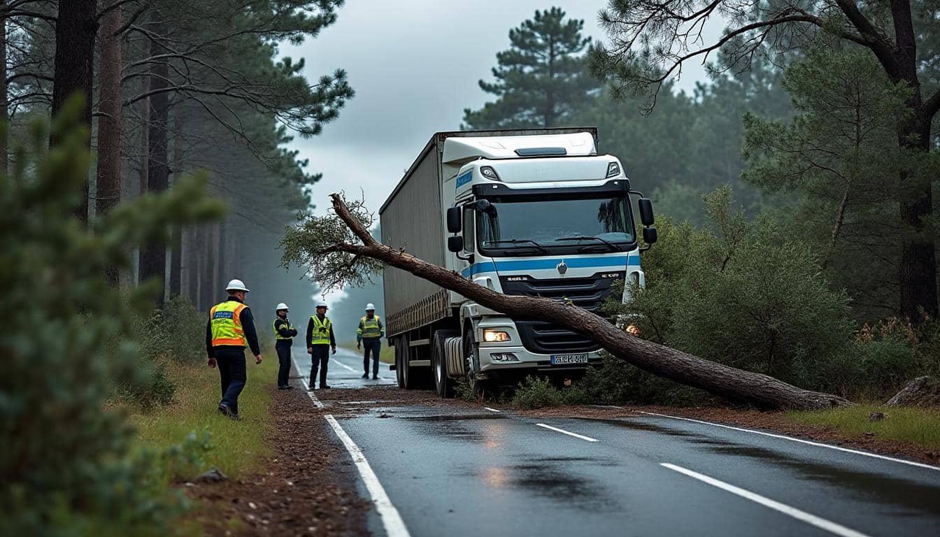 la tempête nils dans les landes a causé un accident tragique : un chauffeur de poids lourd a perdu la vie suite à la chute d'une branche, soulignant la dangerosité des intempéries.